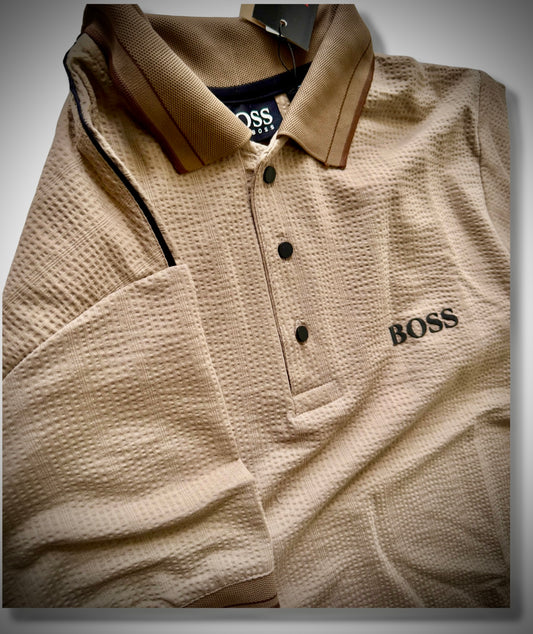 Urban Luxe Beige Polo for Men | Premium Textured Finish
