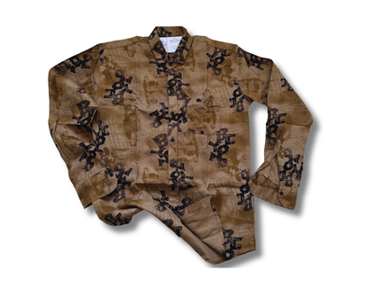Brown Abstract Print Shirt – Refined Full Sleeve Statement Piece