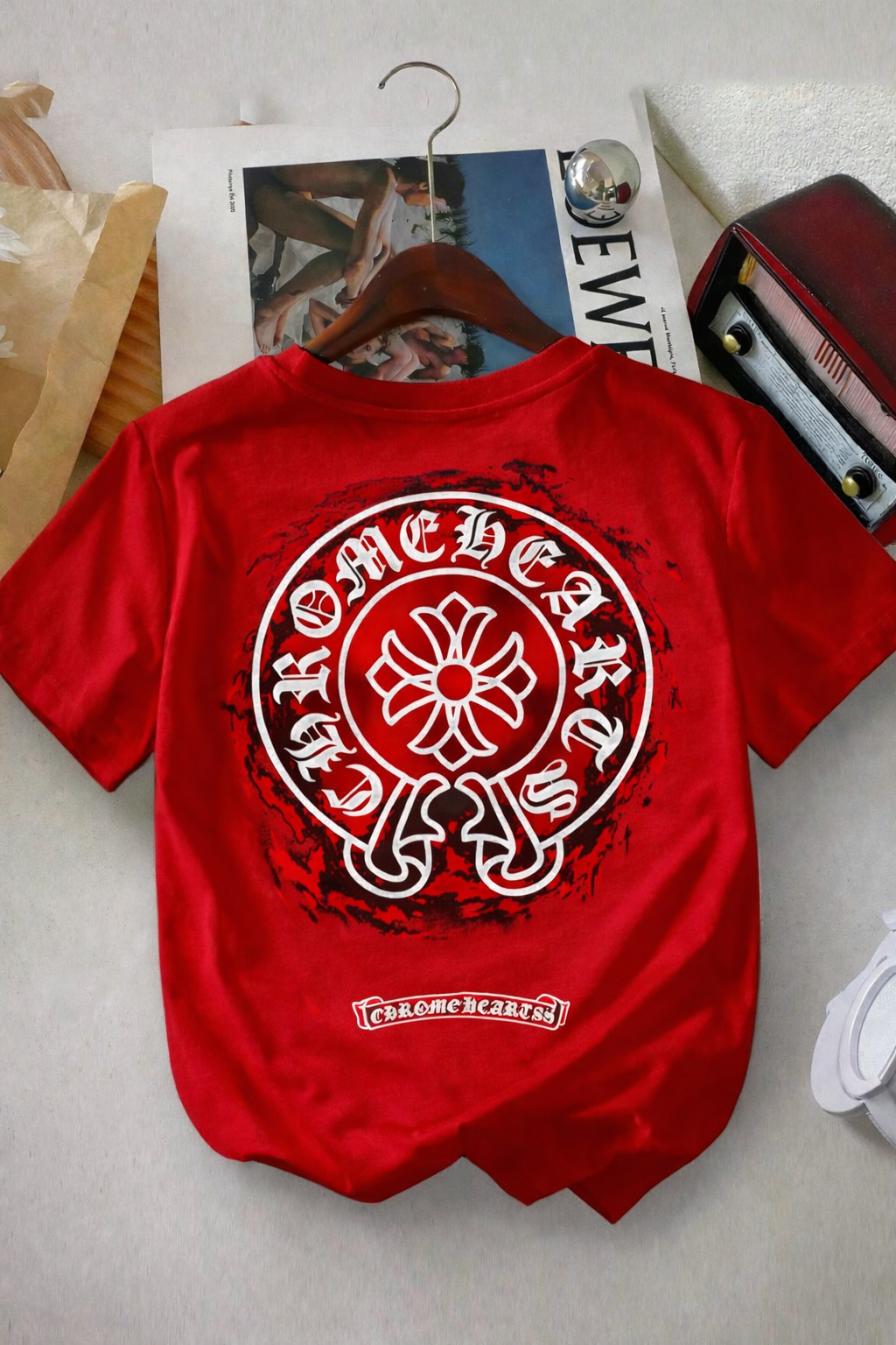 Chrome Hearts Inspired Red Gothic Back Print T-Shirt | Premium Streetwear Edition