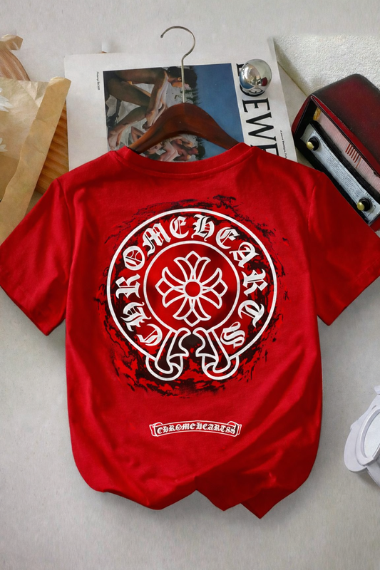 Chrome Hearts Inspired Red Gothic Back Print T-Shirt | Premium Streetwear Edition