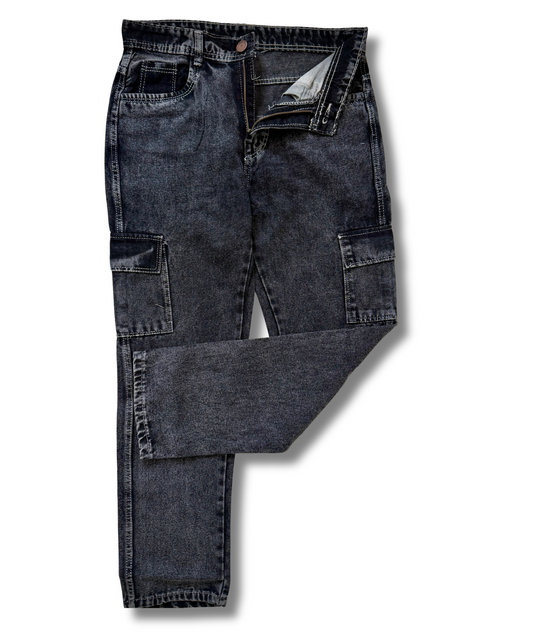 Midnight Drip 6-Pocket Baggy Cargo Denim